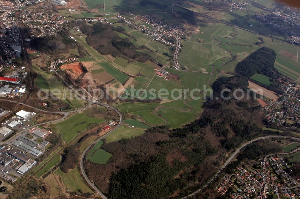 Aerial image Neunkirchen - View of Neunkirchen in the state of Saarland. The town is located in the county district of Neunkirchen and is the second-largest town of the state. It is surrounded by hills, forest and fields