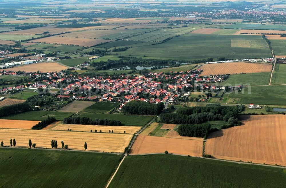 Niederdorla from above - Cityscape of Niederdorla with surrounding fields in Niederdorla in Thuringia