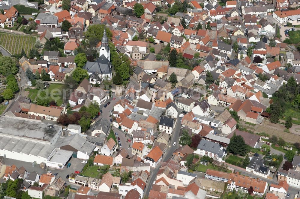 Nierstein from above - Cityview of Nierstein in the state of Rhineland-Palatinate