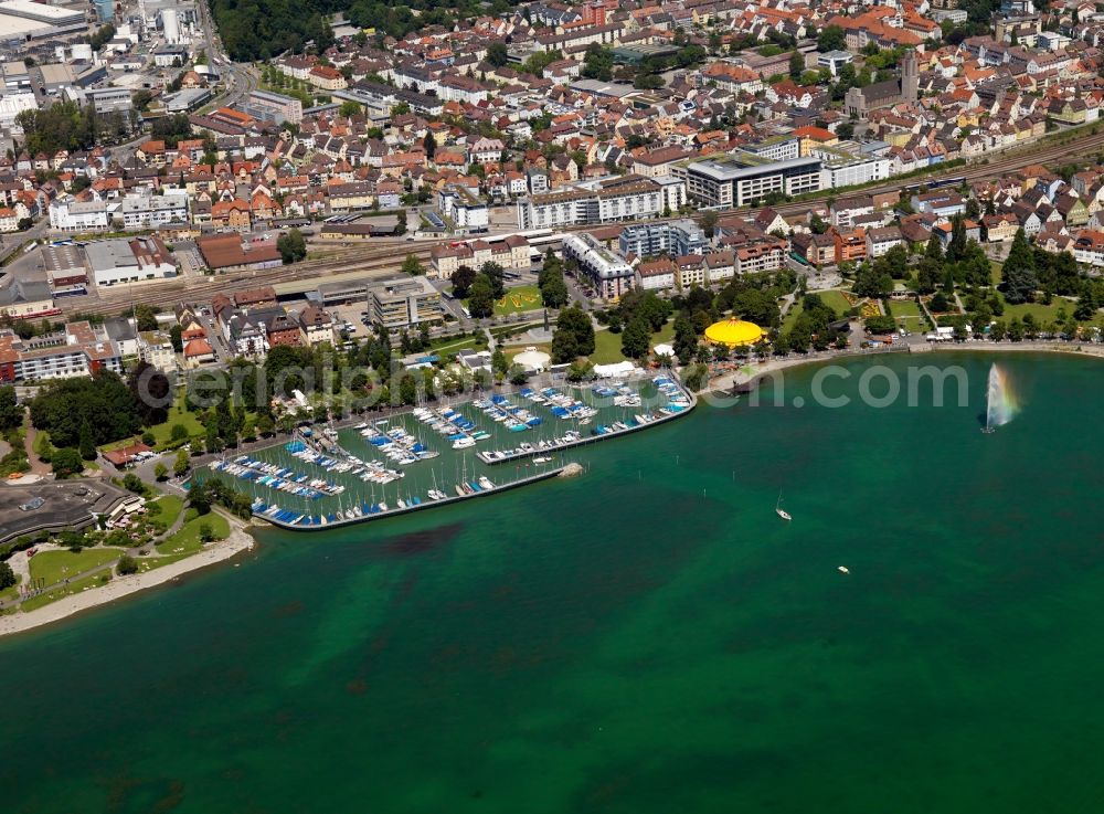 Friedrichshafen from the bird's eye view: City view from the center of Friedrichshafen in Baden-Württemberg