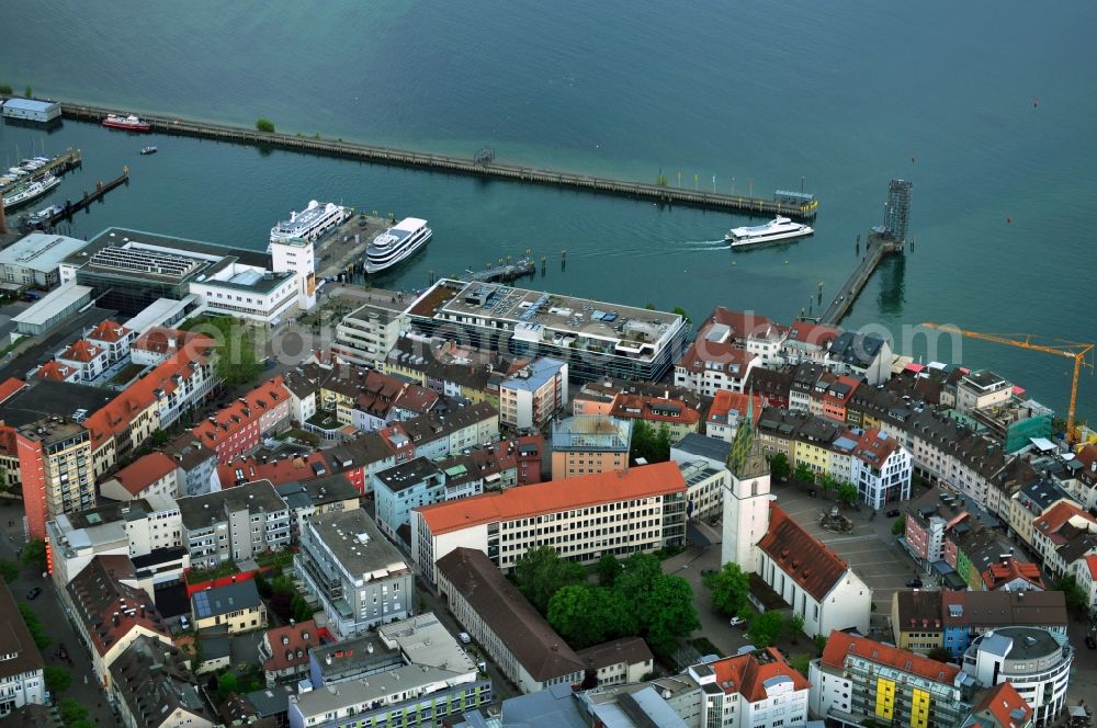 Aerial image Friedrichshafen - Cityscape from the center of Friedrichshafen on the shores of Lake Bodensee in Baden-Wuerttemberg