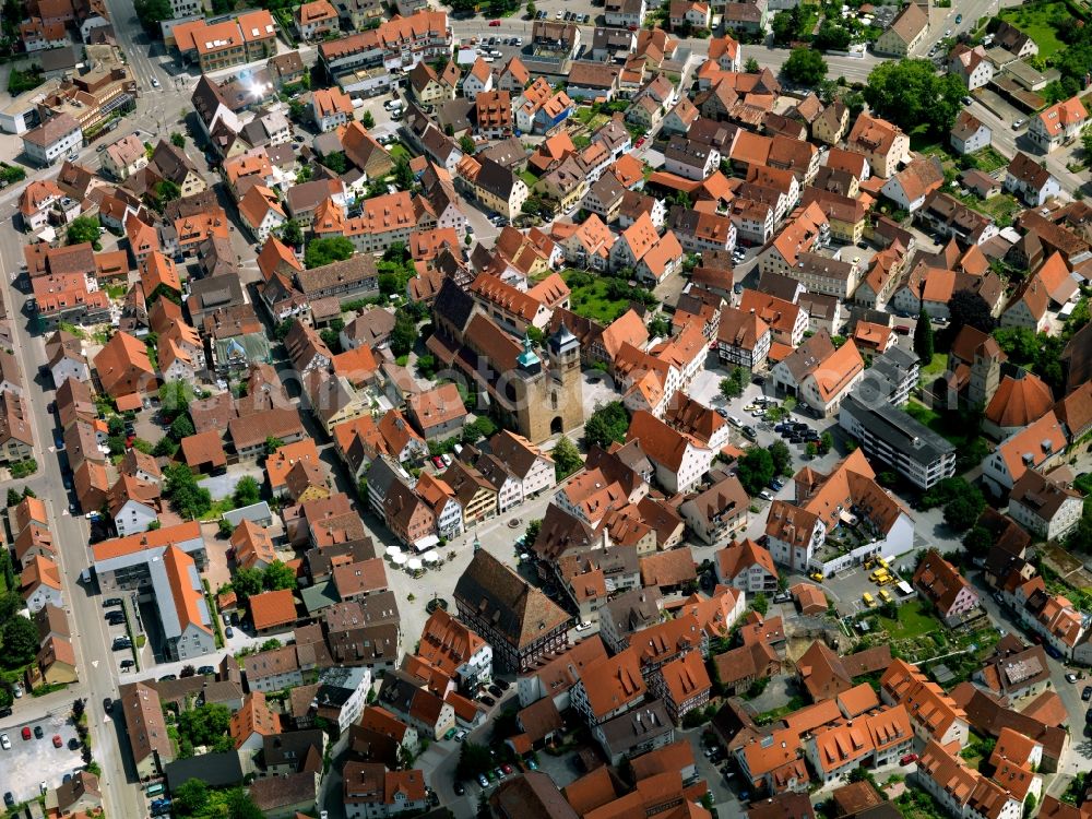 Markgröningen from the bird's eye view: City view from the center Markgröningen in Baden-Württemberg