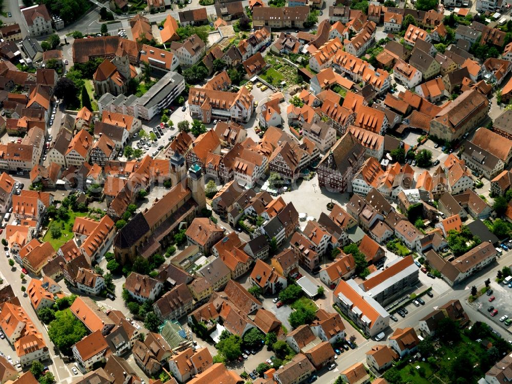 Aerial image Markgröningen - City view from the center Markgröningen in Baden-Württemberg