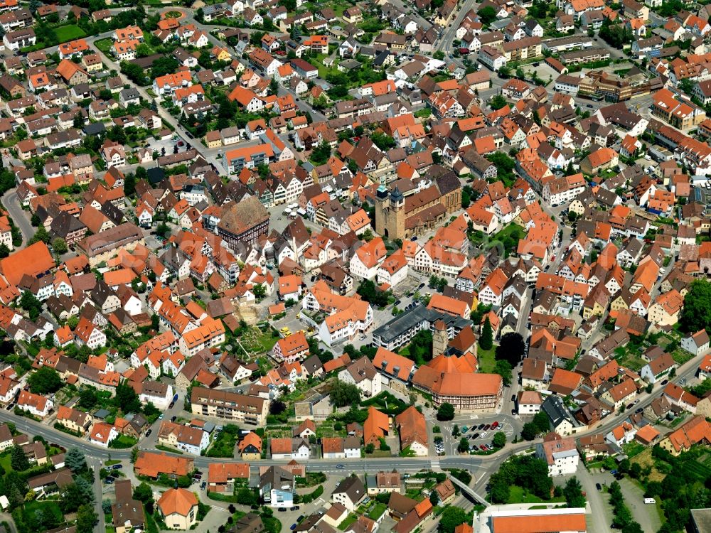 Markgröningen from the bird's eye view: City view from the center Markgröningen in Baden-Württemberg