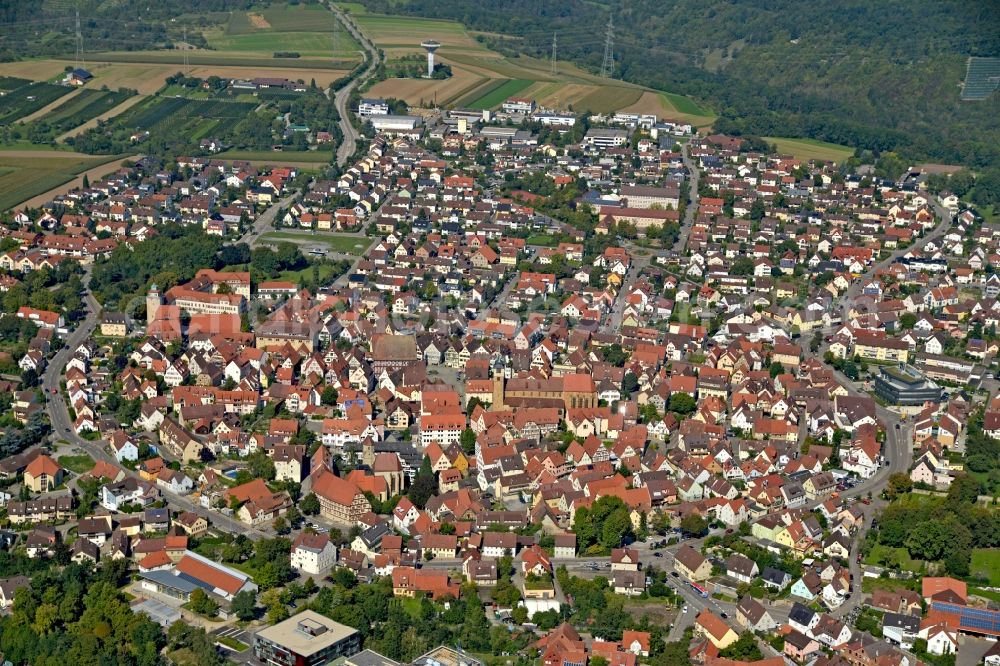 Aerial image Markgröningen - City view from the center Markgroeningen in Baden-Wuerttemberg