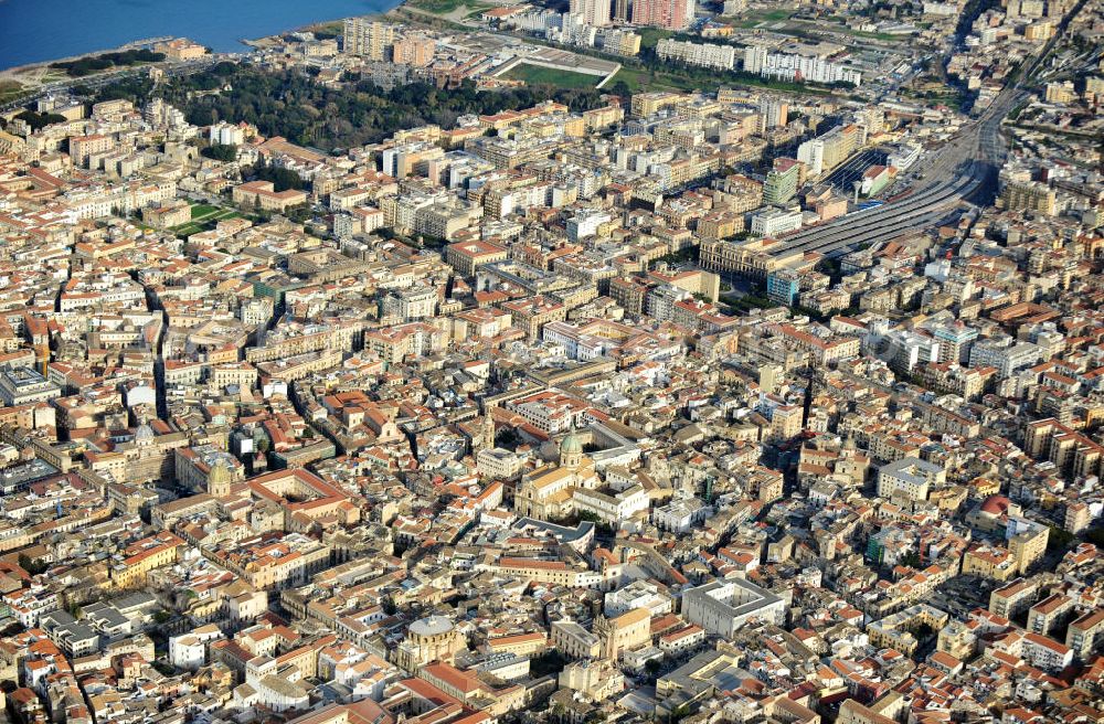 Aerial image Palermo Sizilien - View from the Royal Palace district to the Court district and to Palermo Centrale railway station at Sicily in Italy