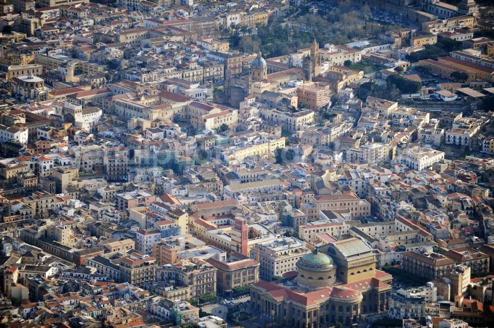 Palermo Sizilien from above - View from the opera house Teatro Massimo in the direction of the Cathedral of Palermo at Sicily in Italy