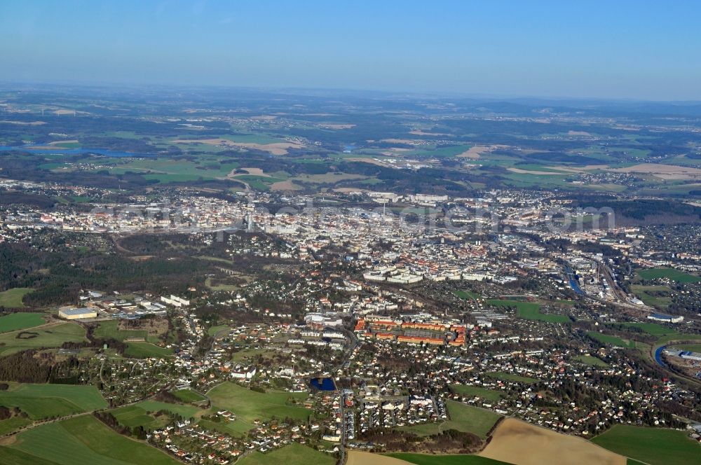 Plauen from above - Cityscape of Plauen with its district court in the state Saxony. The distric court of Plauen is a court of ordinary jurisdiction