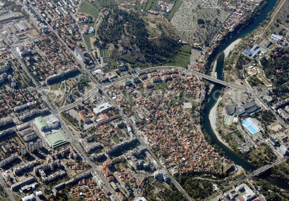 Aerial image Podgorica - Cityscape of Podgorica, formerly Titograd, now the capital of Montenegro