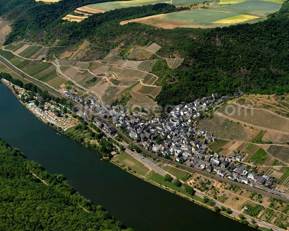 Pommern from above - Cityscape of Pommern the river course of the Moselle in Rhineland-Palatinate