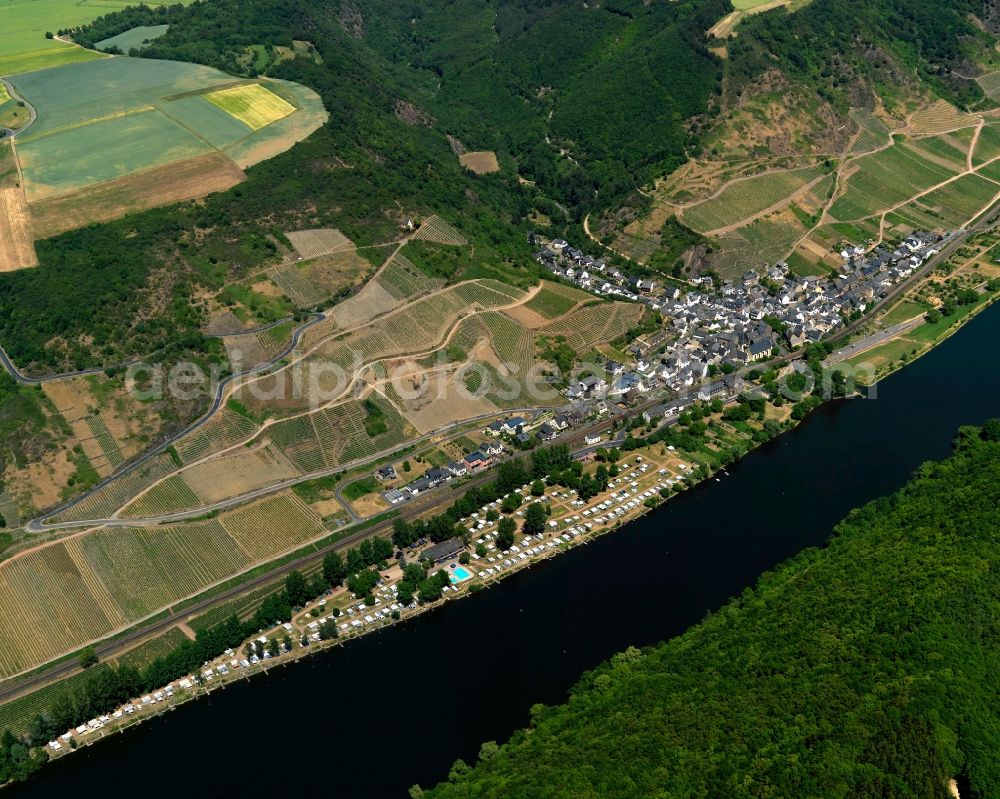 Aerial image Pommern - Cityscape of Pommern the river course of the Moselle in Rhineland-Palatinate