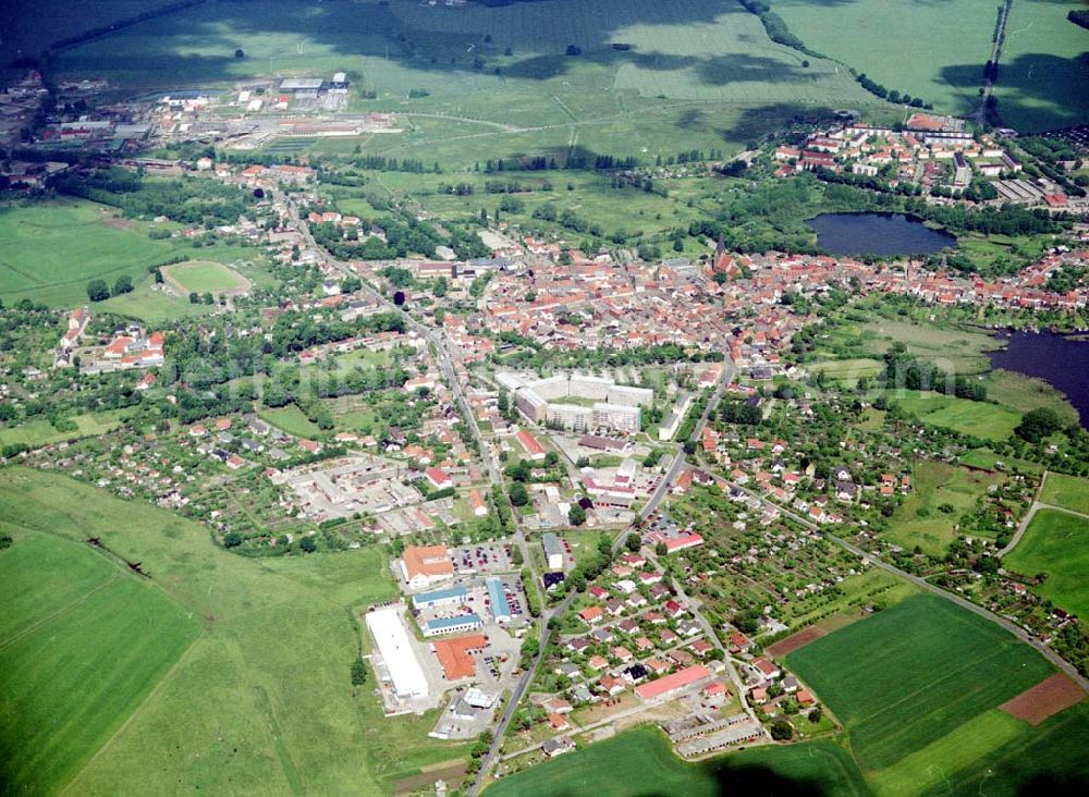 Röbel / Müritz from the bird's eye view: Stadtansicht von Röbel an der Müritz.