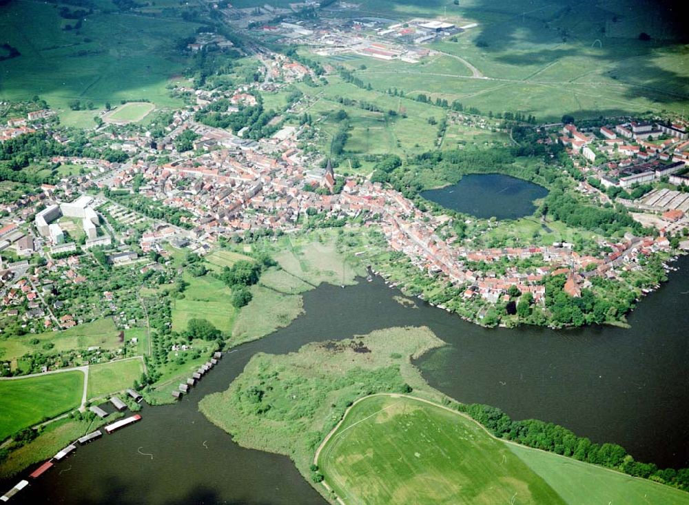 Aerial photograph Röbel / Müritz - Stadtansicht von Röbel an der Müritz.