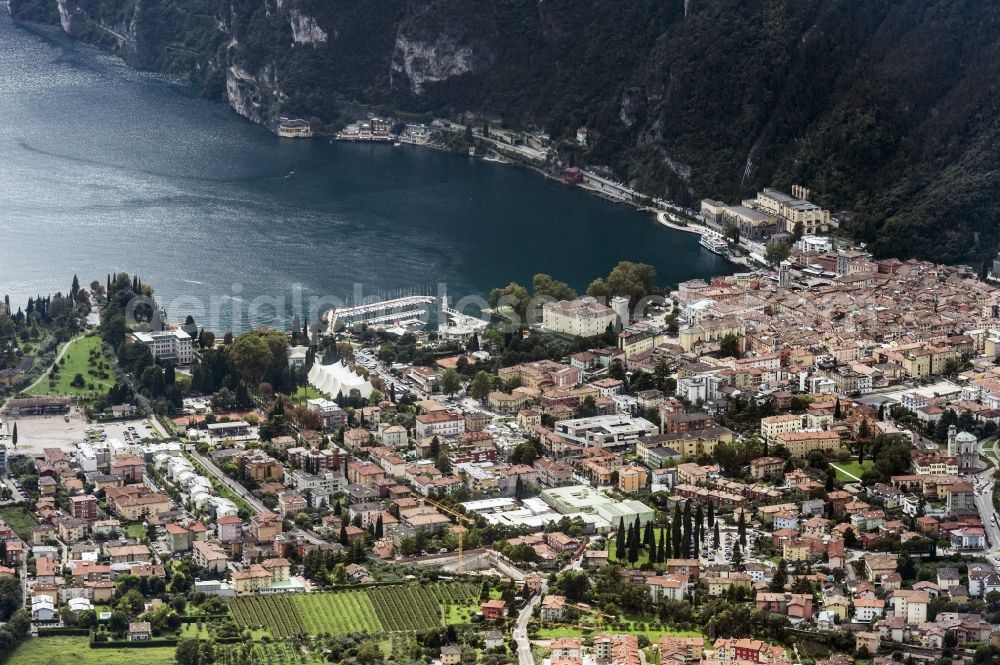 Aerial image Reiff - City view of Riva del Garda in the province Trient in Italy. The city is next to the gardasee