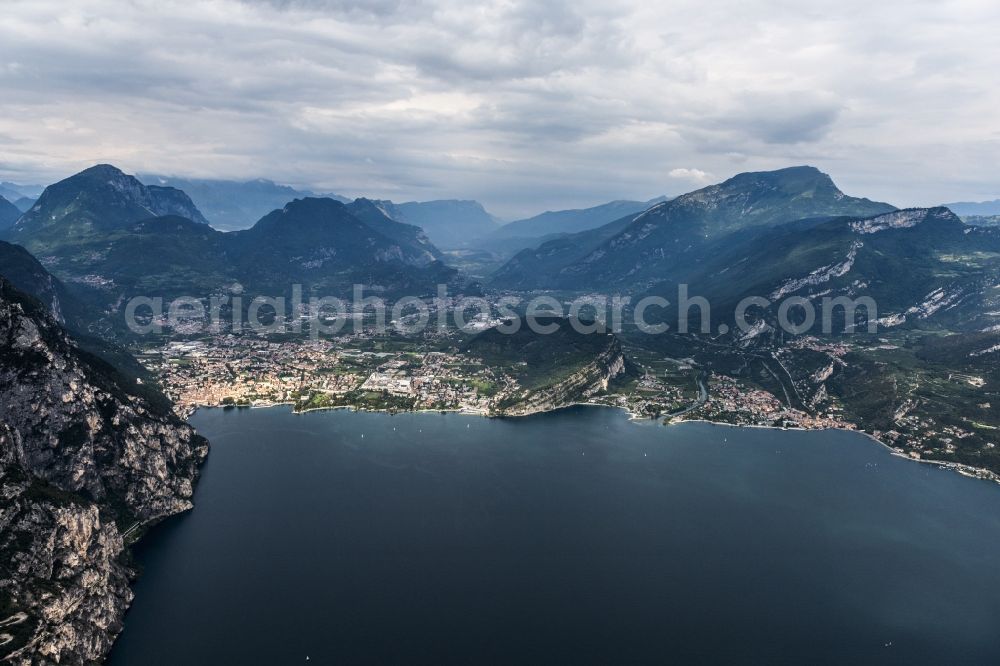 Reiff from above - City view of Riva del Garda in the province Trent in Italy. The city is next to the Gardasee. View of the Alps in the background