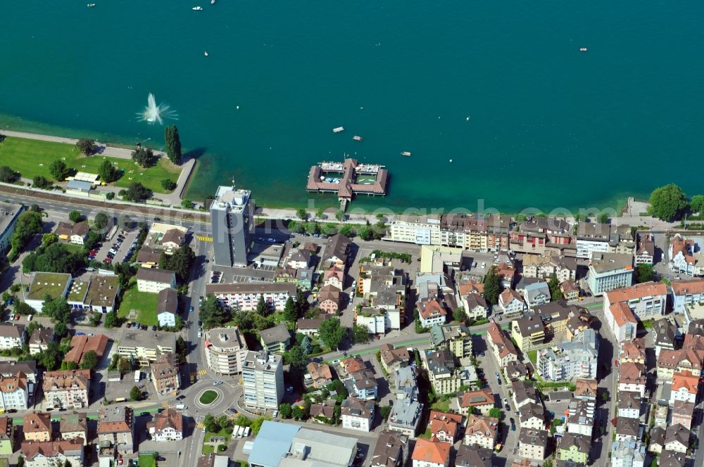 Aerial photograph Rorschach - Cityscape of Rorschach in the canton of St. Gallen in Switzerland. In the Rorschacht Bay is the bathhouse Rorschach