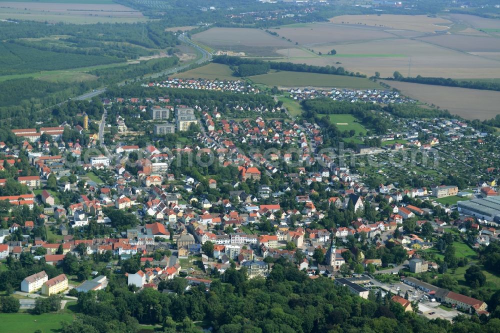 Rötha from above - View of the town of Roetha in the state of Saxony