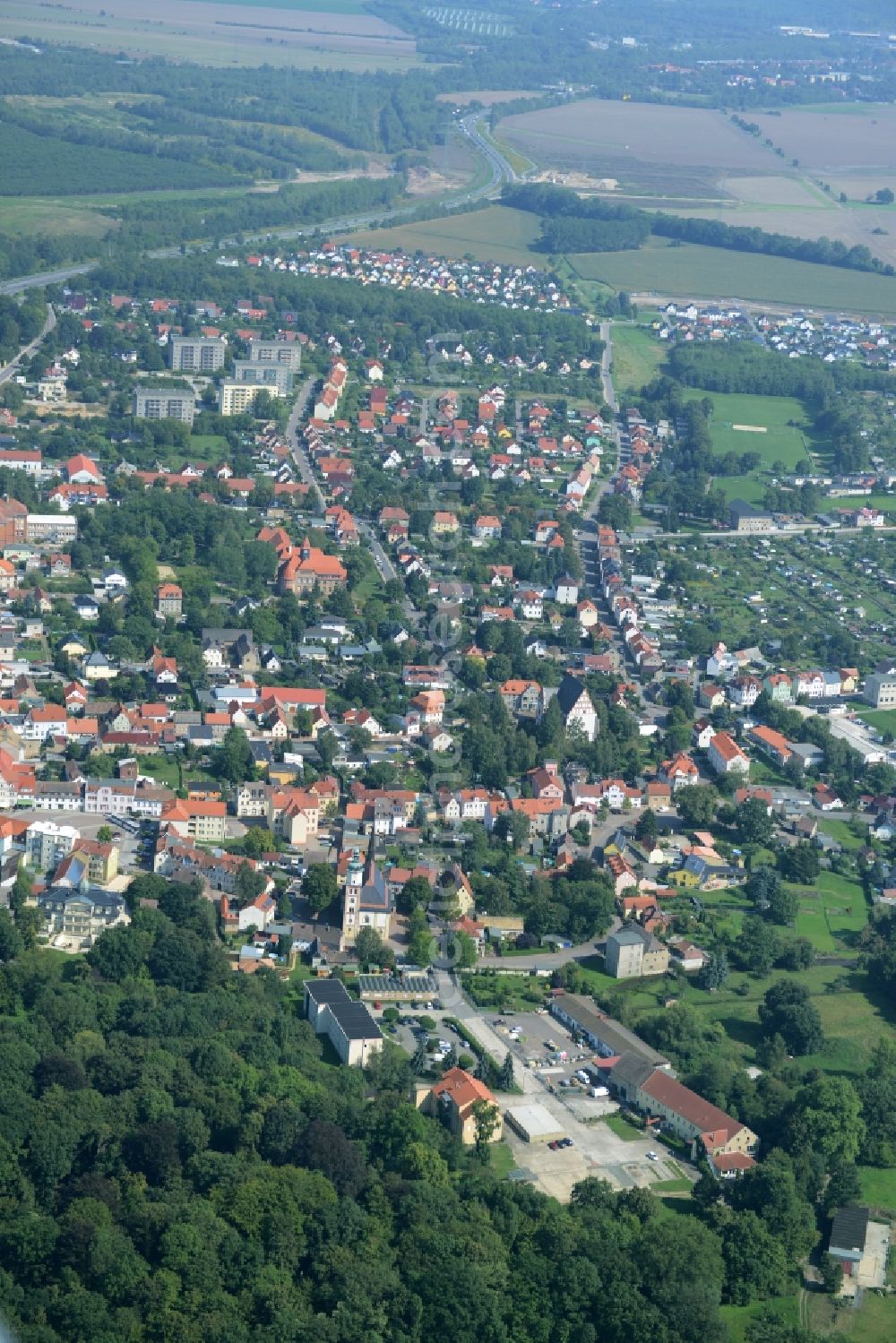 Aerial image Rötha - View of the town of Roetha in the state of Saxony