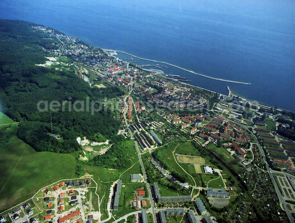 Sassnitz from above - Sassnitz is a state-approved health resort and is situated on the peninsula Jasmund in the northeast of the island of Rugia and belongs to the district-West Pomerania Rugia in Mecklenburg-Western Pomerania