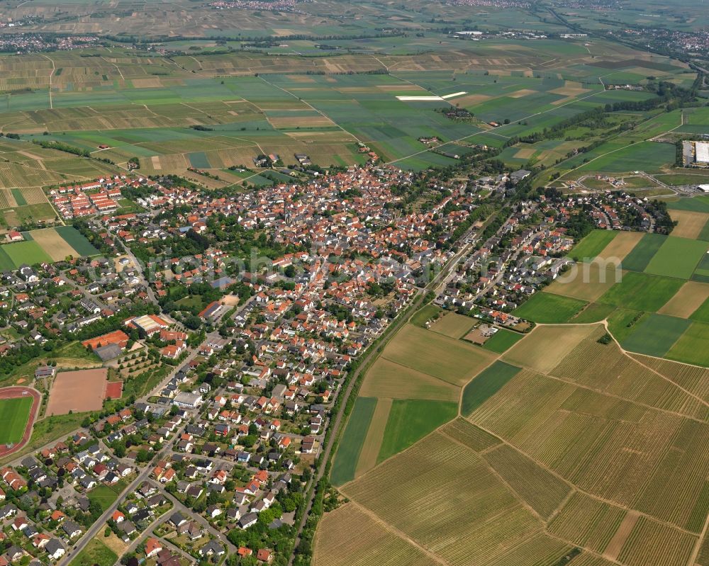 Aerial photograph Saulheim, Nieder-Saulheim - City view from Saulheim, Nieder-Saulheim in the state Rhineland-Palatinate