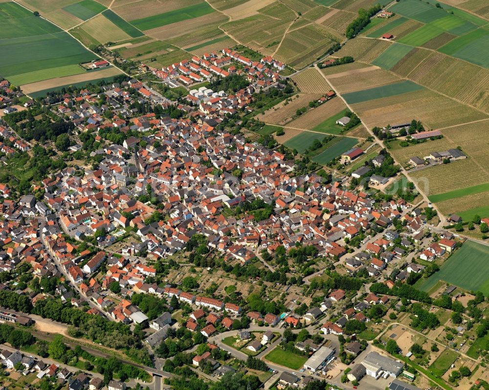 Aerial image Saulheim, Nieder-Saulheim - City view from Saulheim, Nieder-Saulheim in the state Rhineland-Palatinate