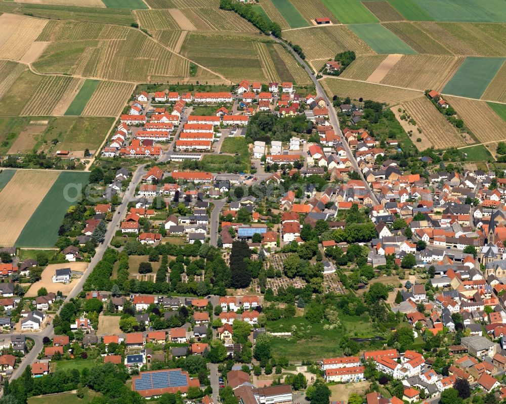 Aerial image Saulheim, Nieder-Saulheim - City view from Saulheim, Nieder-Saulheim in the state Rhineland-Palatinate