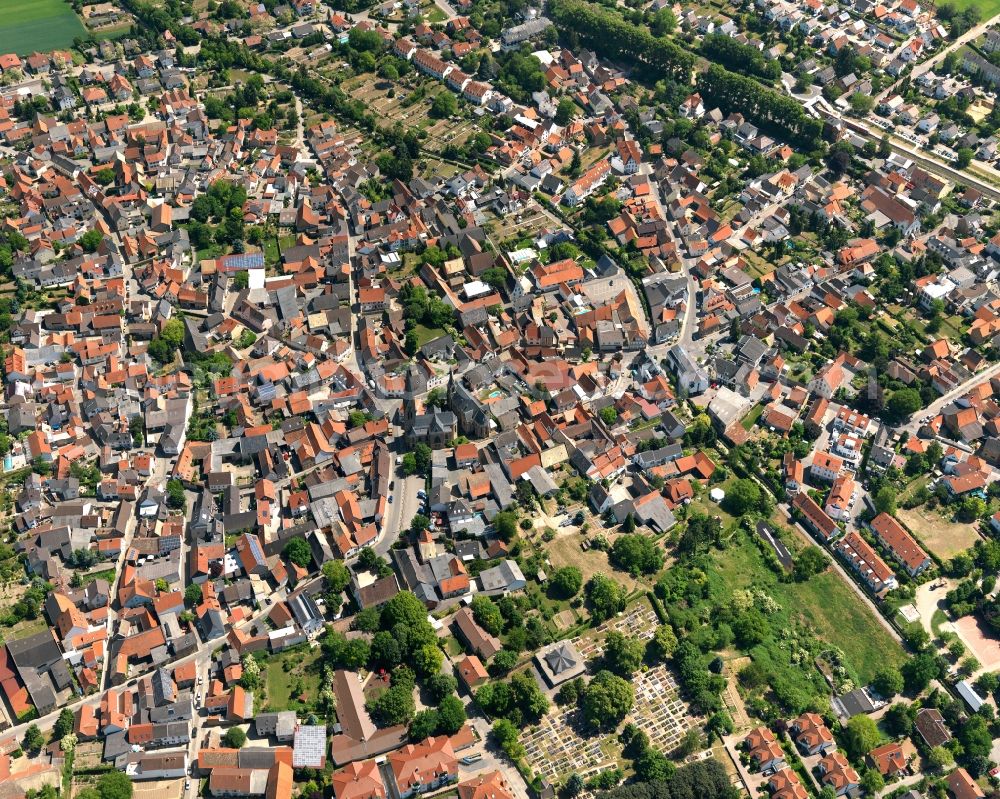 Saulheim, Nieder-Saulheim from above - City view from Saulheim, Nieder-Saulheim in the state Rhineland-Palatinate