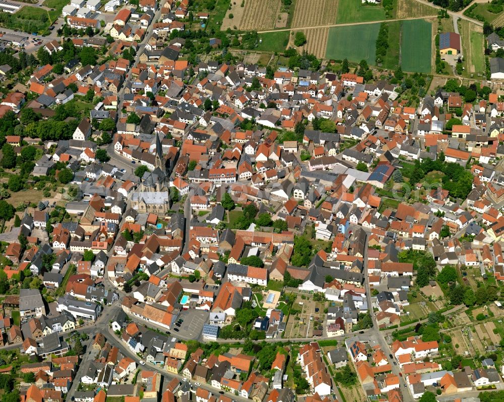 Aerial image Saulheim, Nieder-Saulheim - City view from Saulheim, Nieder-Saulheim in the state Rhineland-Palatinate