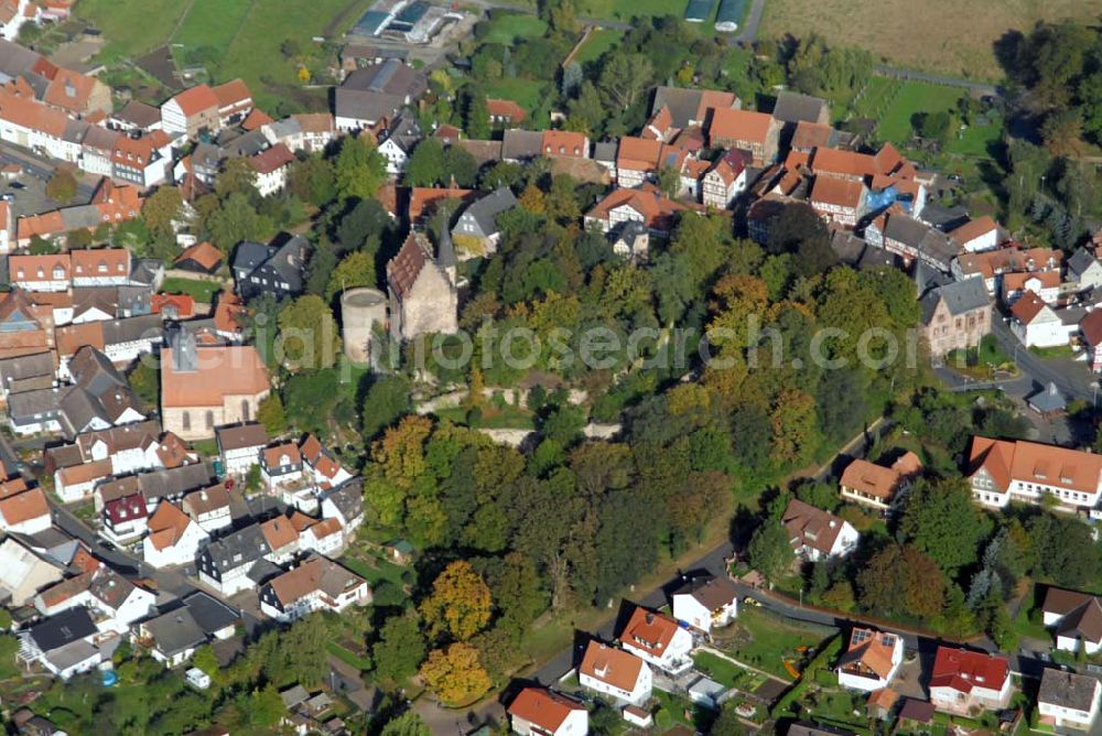 Aerial image Schweinsberg - Blick auf Schweinsberg als Stadtteil von Stadtallendorf. Diese ist eine hessische Mittelstadt im Landkreis Marburg-Biedenkopf, die 18 km östlich von Marburg liegt.