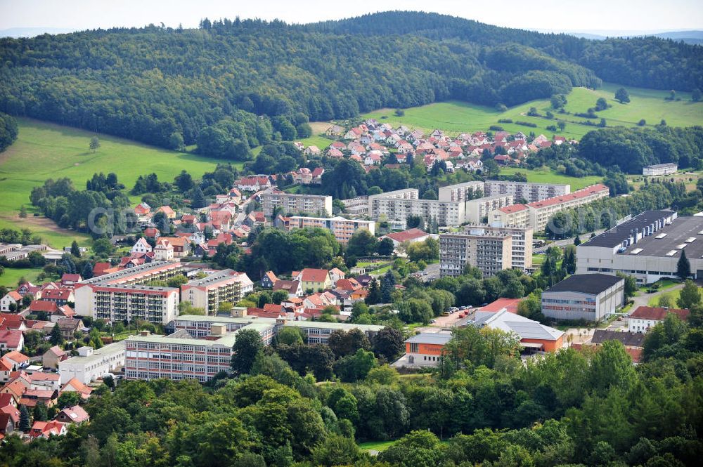 Aerial photograph Seebach ( Wartburgkreis ) - Cityscape of Seebach along the street Neue Strasse in the Thuringian Forest in Thuringia