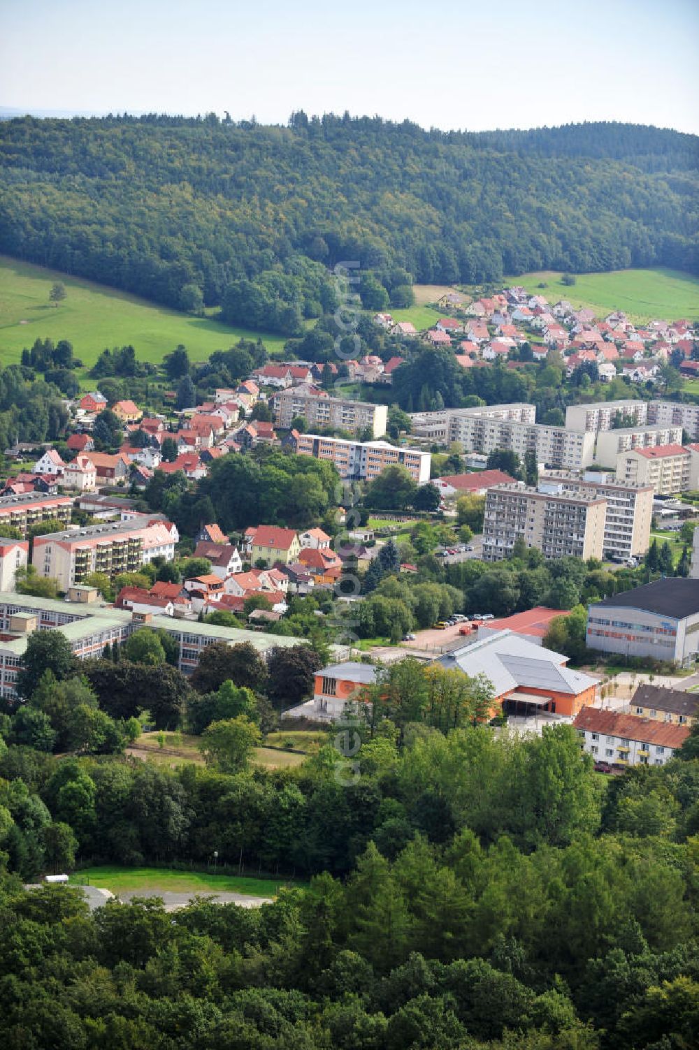 Seebach ( Wartburgkreis ) from above - Cityscape of Seebach along the street Neue Strasse in the Thuringian Forest in Thuringia