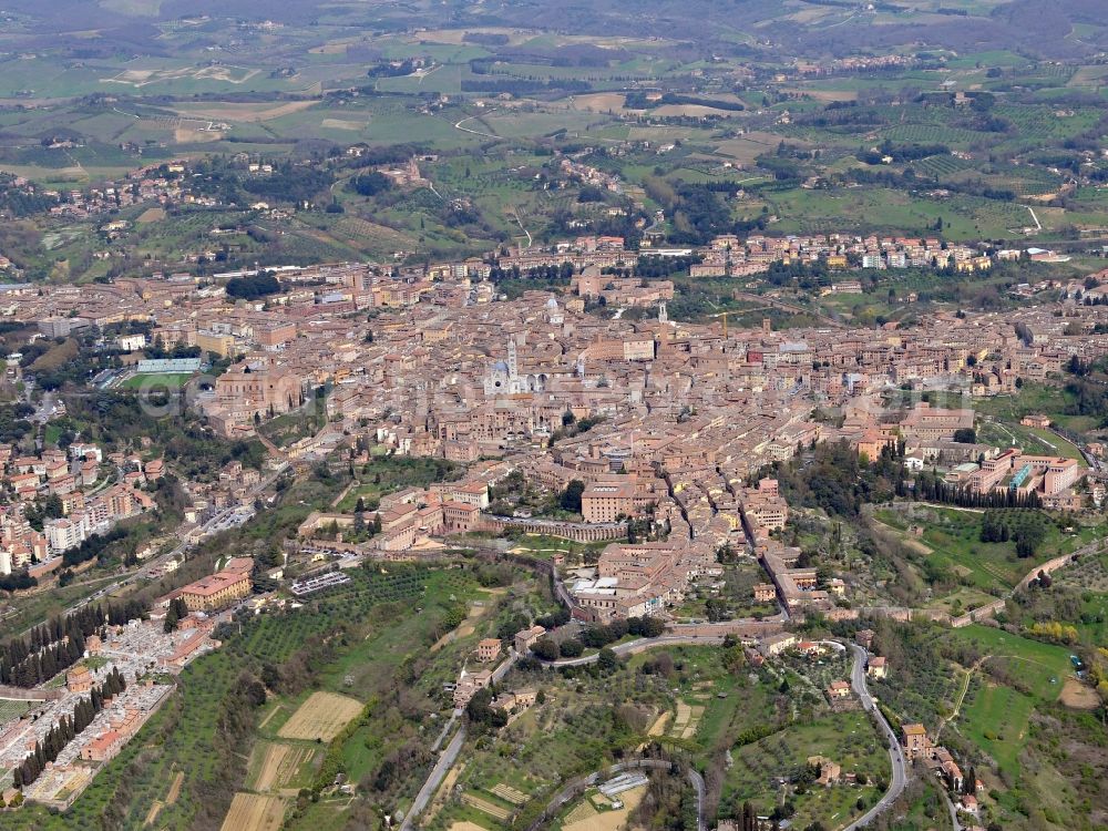 Aerial photograph Siena - City view of Siena in the homonymous province in Italy