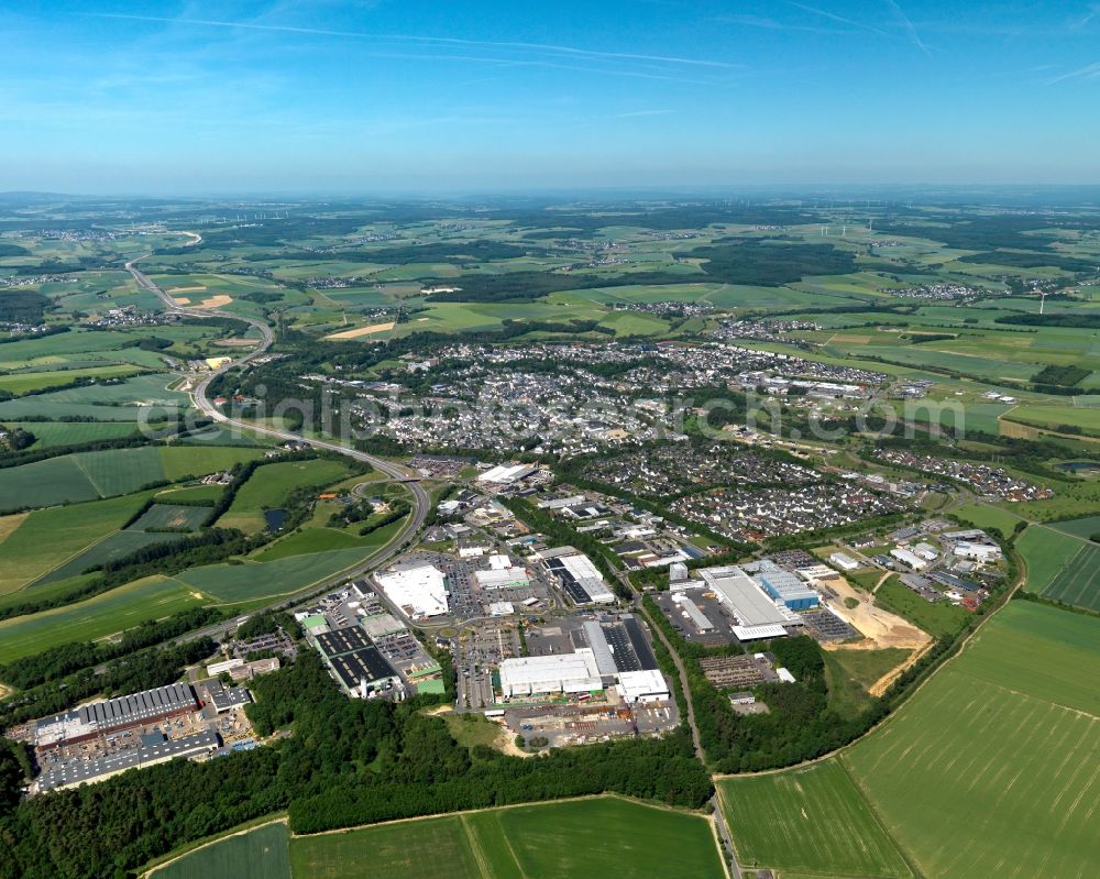 Simmern (Hunsrück) from the bird's eye view: City view from Simmern (Hunsrueck) in the state Rhineland-Palatinate