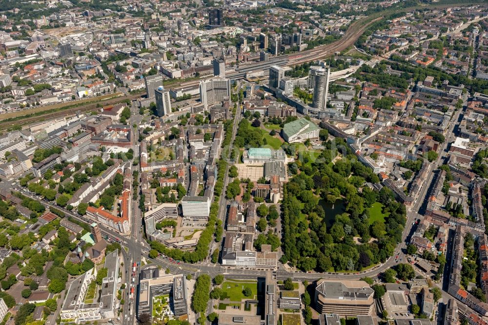 Essen from the bird's eye view: Cityscape of downtown city of Essen in the Ruhr area in North Rhine-Westphalia