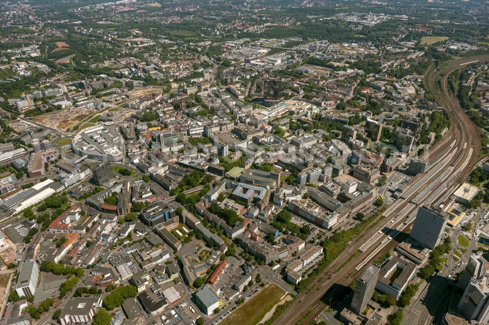 Essen from the bird's eye view: Cityscape of downtown city of Essen in the Ruhr area in North Rhine-Westphalia