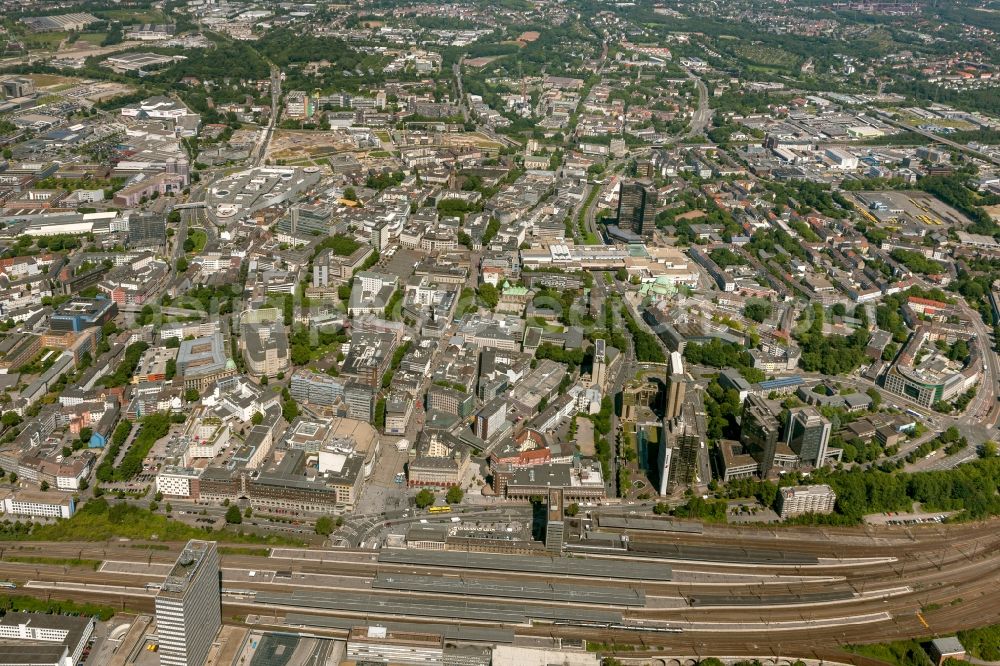 Aerial photograph Essen - Cityscape of downtown city of Essen in the Ruhr area in North Rhine-Westphalia