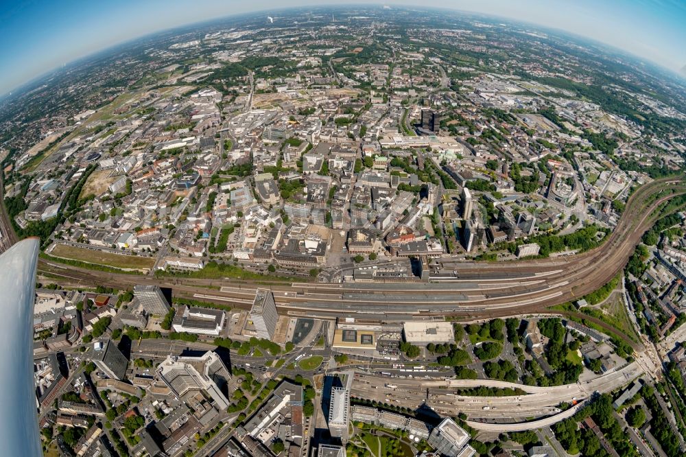 Essen from above - Cityscape of downtown city of Essen in the Ruhr area in North Rhine-Westphalia