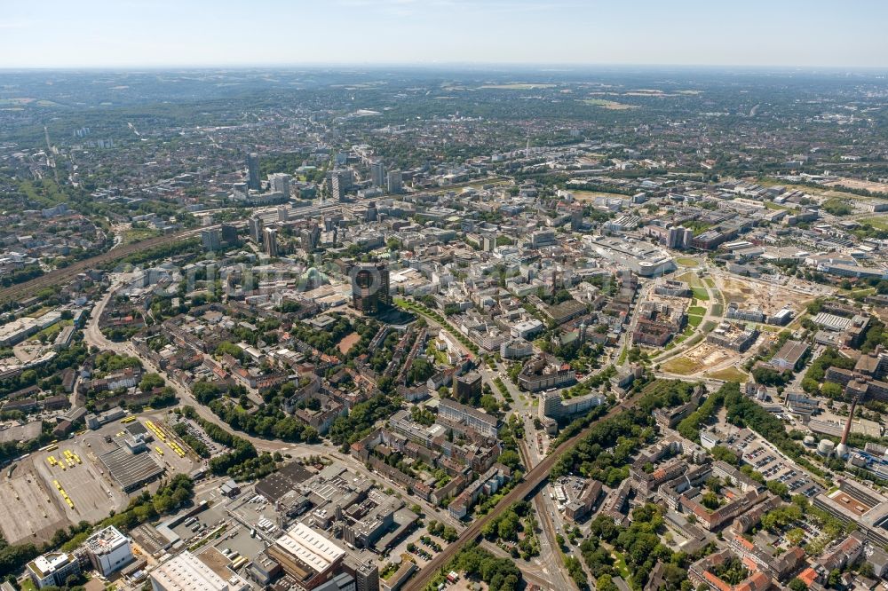 Essen from above - Cityscape of downtown city of Essen in the Ruhr area in North Rhine-Westphalia