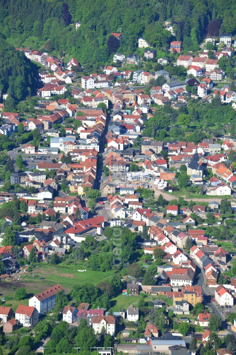 Friedrichroda from above - City view of the city Friedrichroda in Thuringia