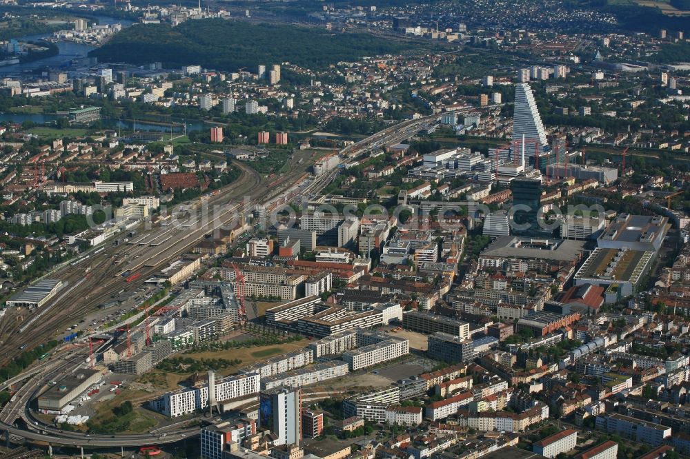 Basel from above - City view of downtown area of Kleinbasel in Basel, Switzerland