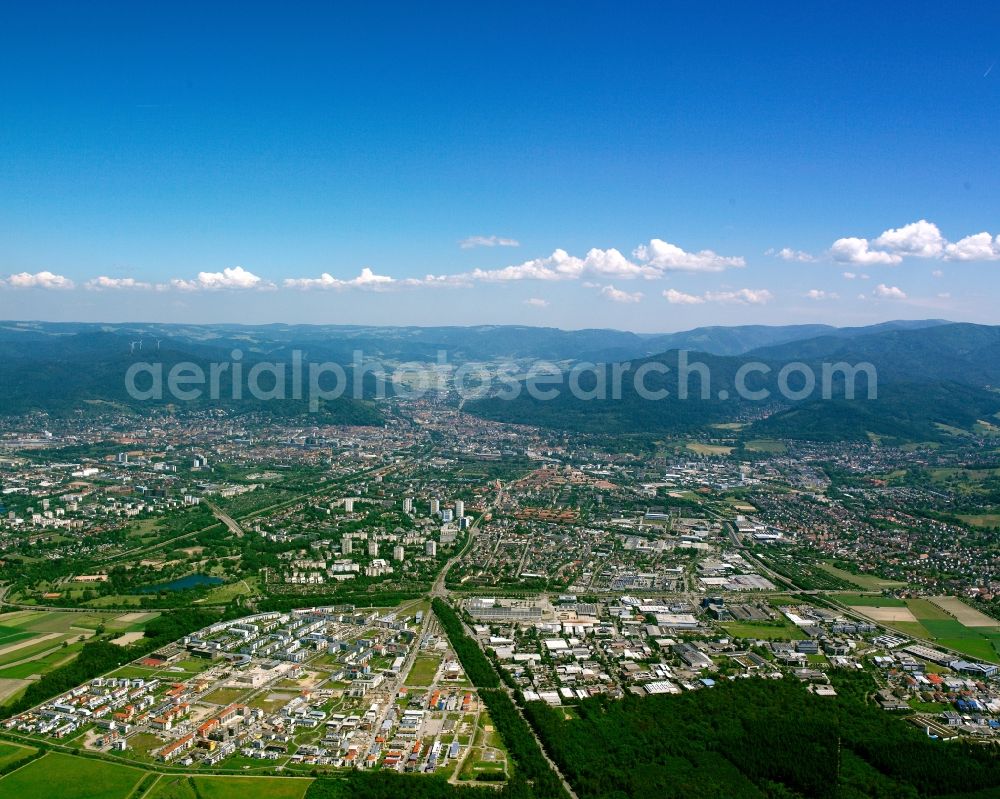 Aerial image Freiburg im Breisgau - City view from the city of Freiburg in Baden-Württemberg