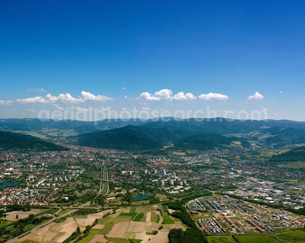 Aerial photograph Freiburg im Breisgau - City view from the city of Freiburg in Baden-Württemberg