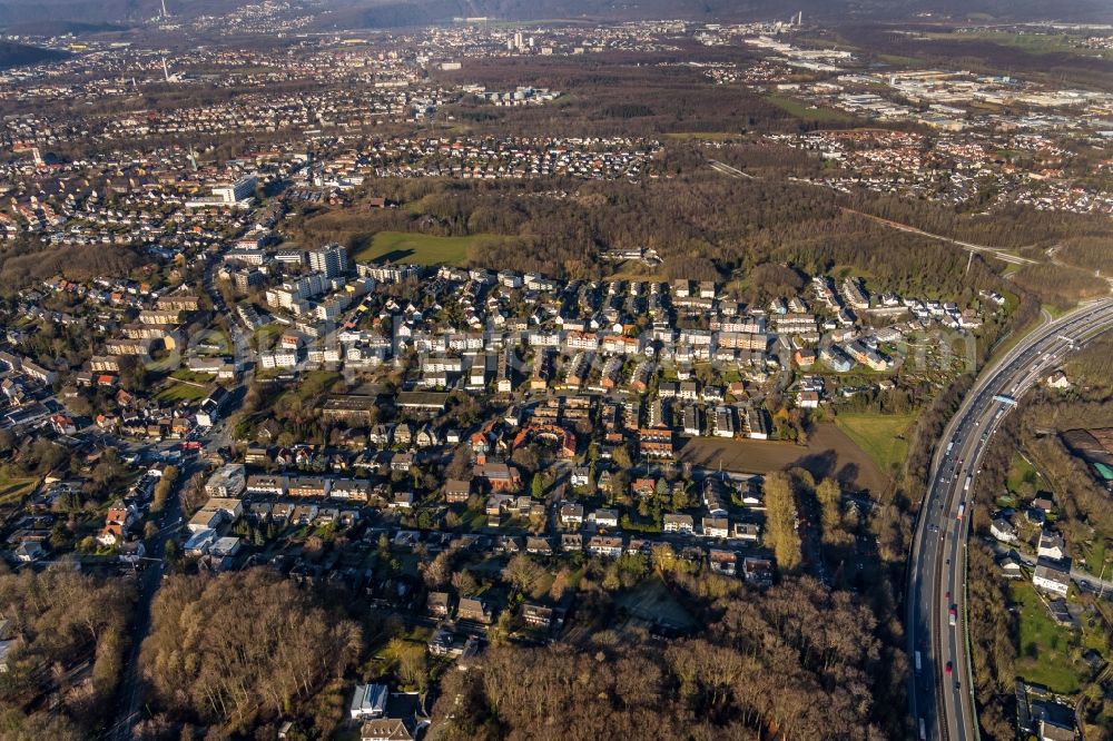 Hagen from the bird's eye view: District in the city in the district Eppenhausen in Hagen in the state North Rhine-Westphalia, Germany