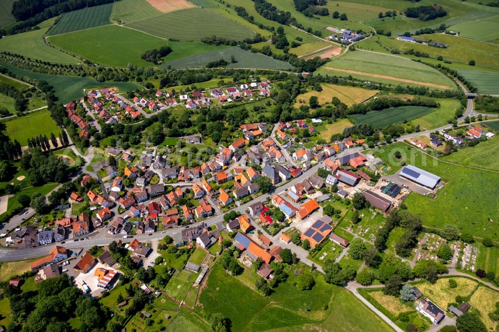 Aerial image Bad Arolsen - District in the city in the district Helsen in Bad Arolsen in the state Hesse, Germany