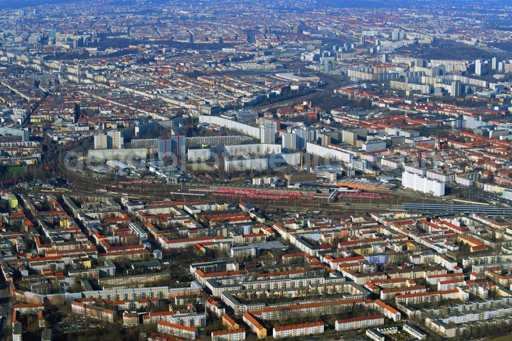 Berlin from above - District in the city in the district Lichtenberg in Berlin, Germany