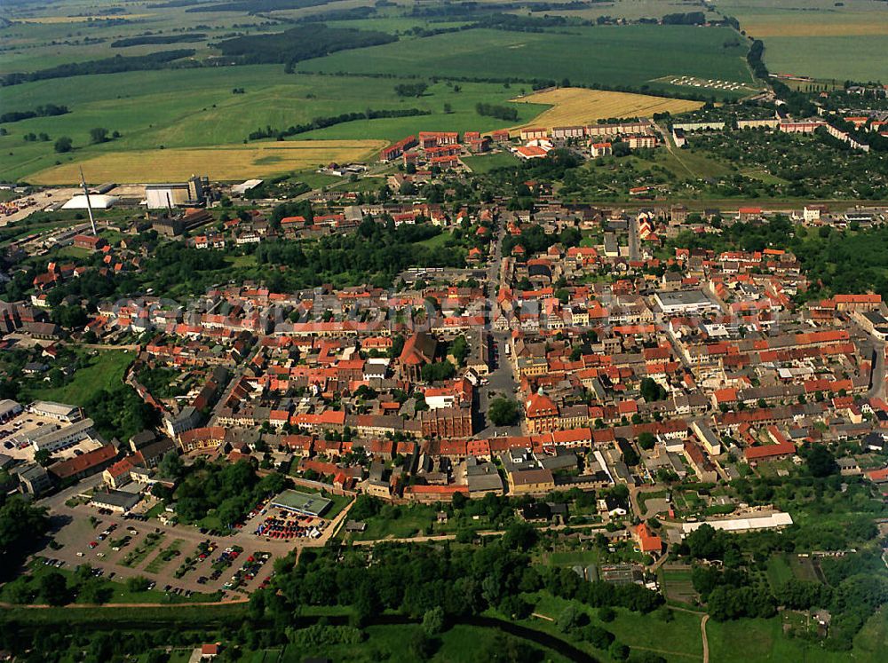 Kyritz from the bird's eye view: City view from the city core of Kyritz in Brandenburg