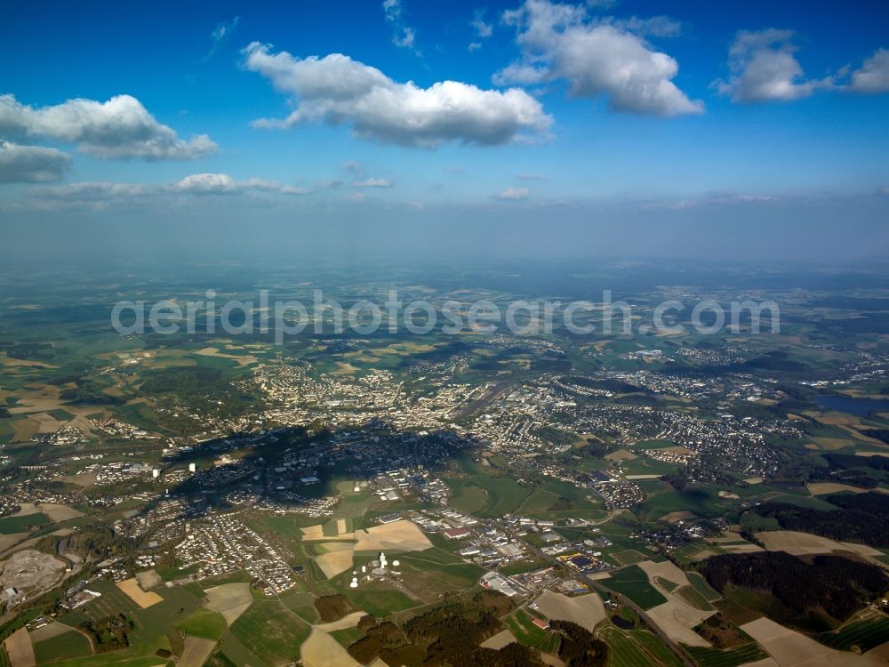 Hof from the bird's eye view: Cityscape of the town center of Hof in Bavaria