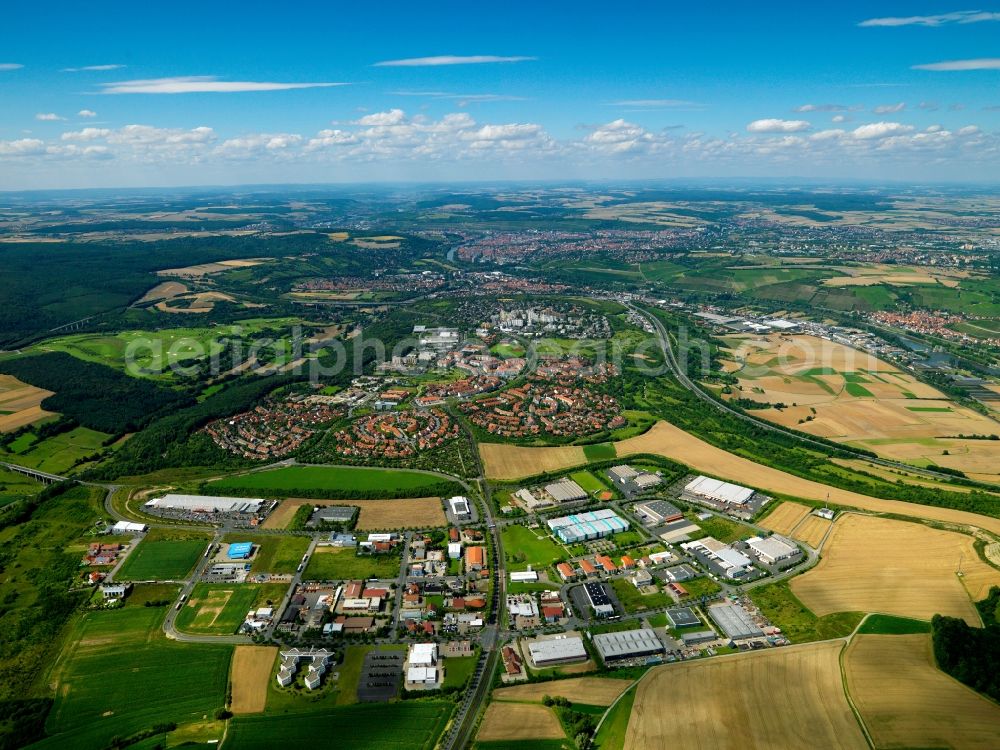 Würzburg from above - City view of the outskirts of Würzburg in Bavaria