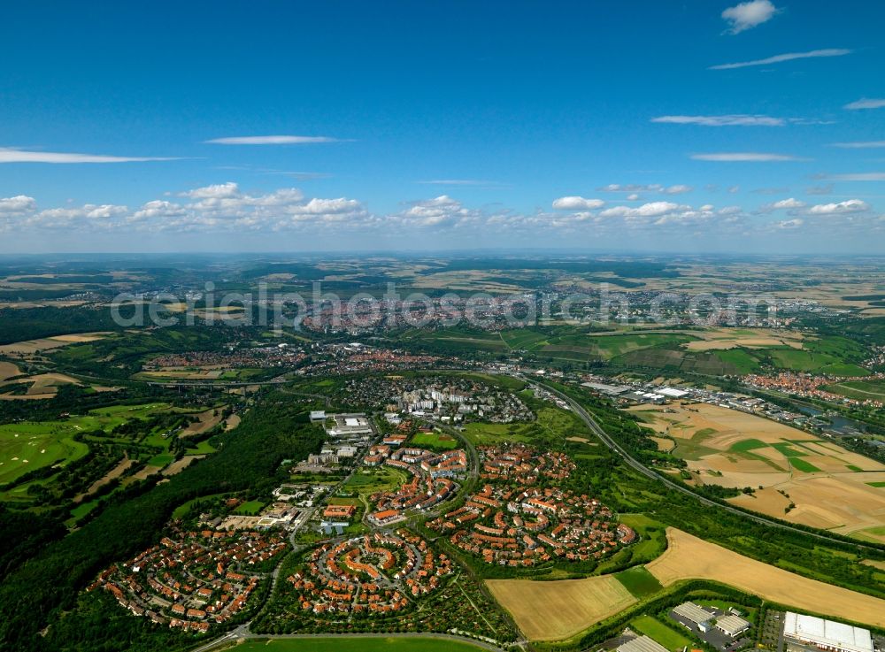 Würzburg from the bird's eye view: City view of the outskirts of Würzburg in Bavaria