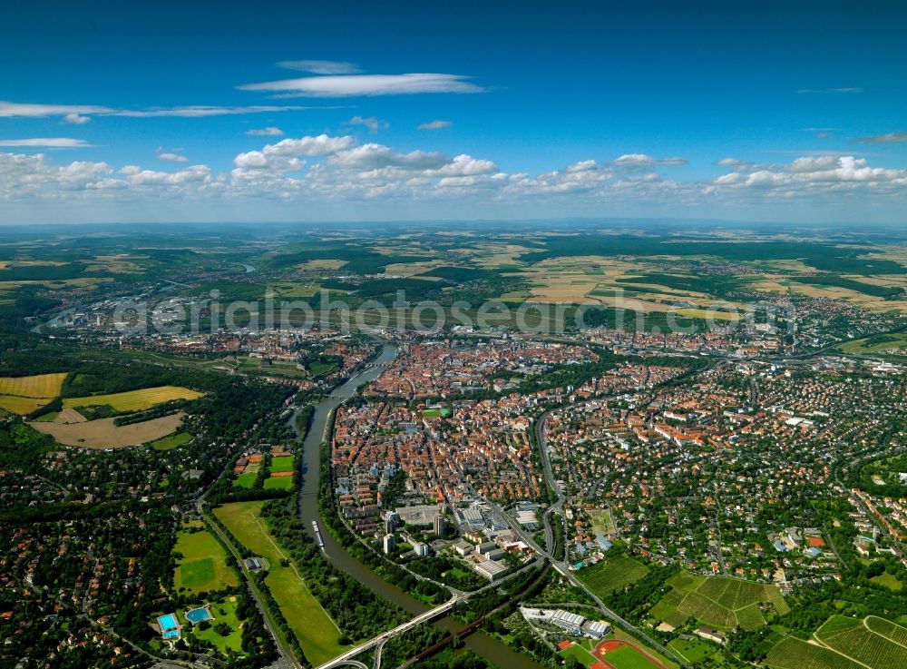 Aerial image Würzburg - City view of the outskirts of Würzburg in Bavaria